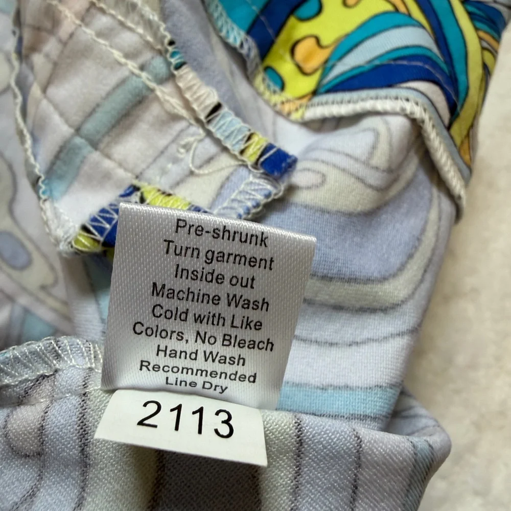Lulu-B Size 4 Blue & Yellow Psychedelic Print Skort | Golf Resort Stretch Skirt